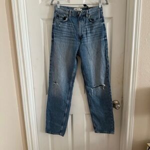 Zara Distressed high waisted boyfriend Blue denim Jeans